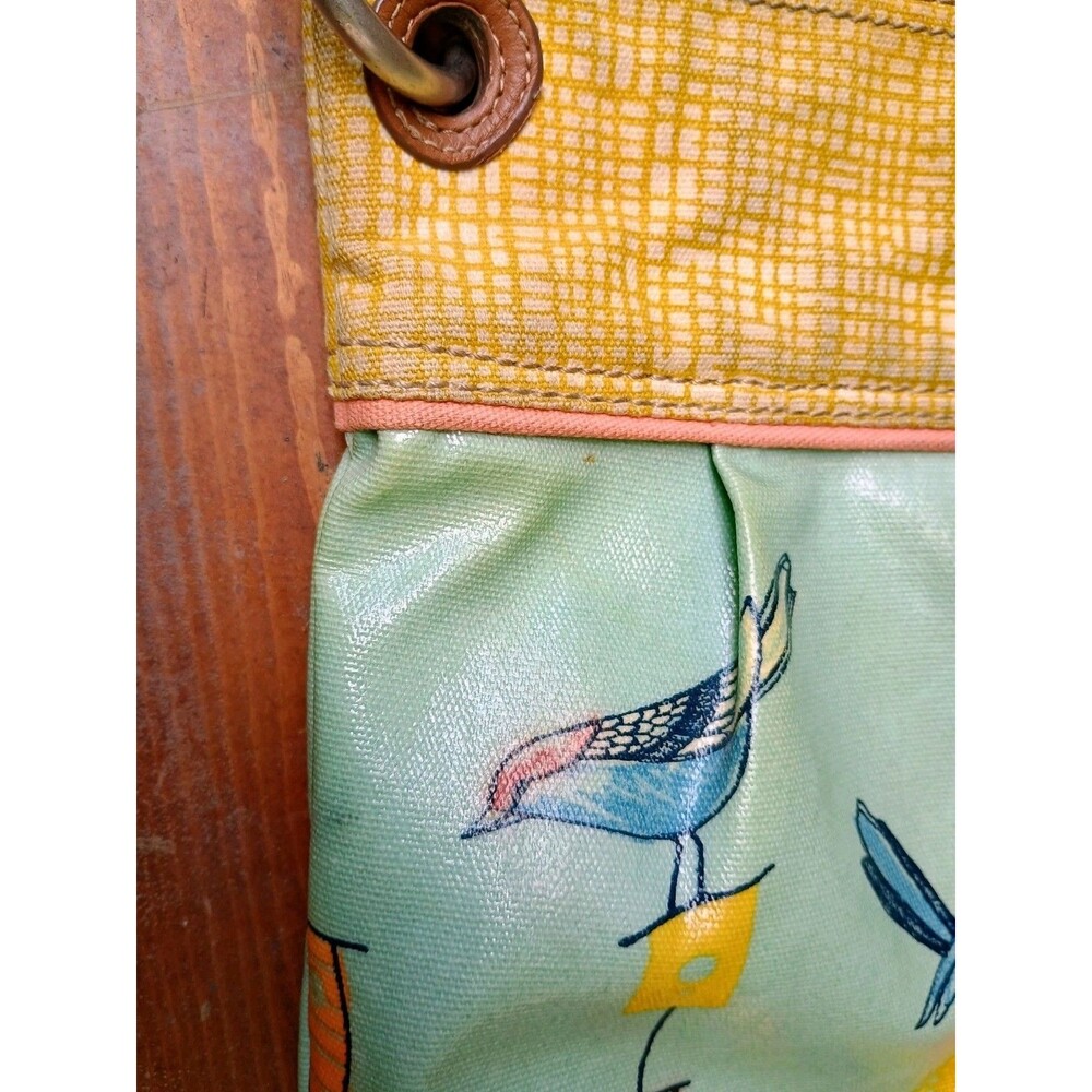 FOSSIL Key-Per Coated Canvas City Birds Artwork Bag Cross Body Boho Purse - Picture 3 of 9